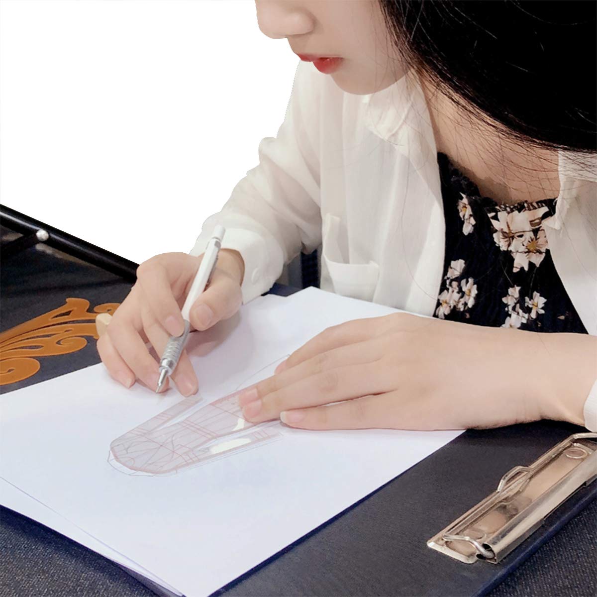 Fashion Drawing Template Ruler Set, Woman Sewing Humanoid Patterns Design, Clothing Measuring French Curve Rulers A4