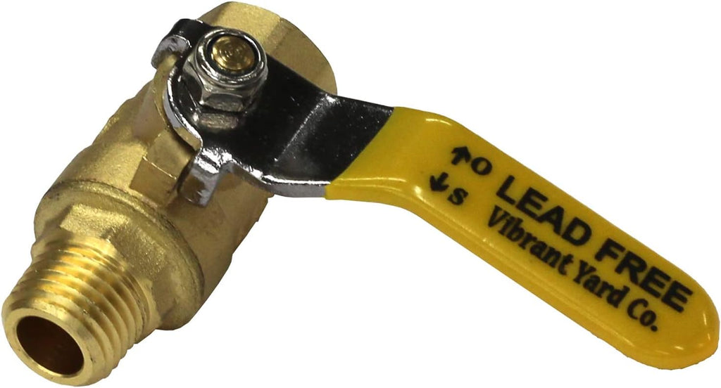 Lead-Free Forged Brass Air Compressor In-Line Ball Shut Off Valve, Quarter Turn, 1/4" Male NPT (MNPT) X 1/4" Female
