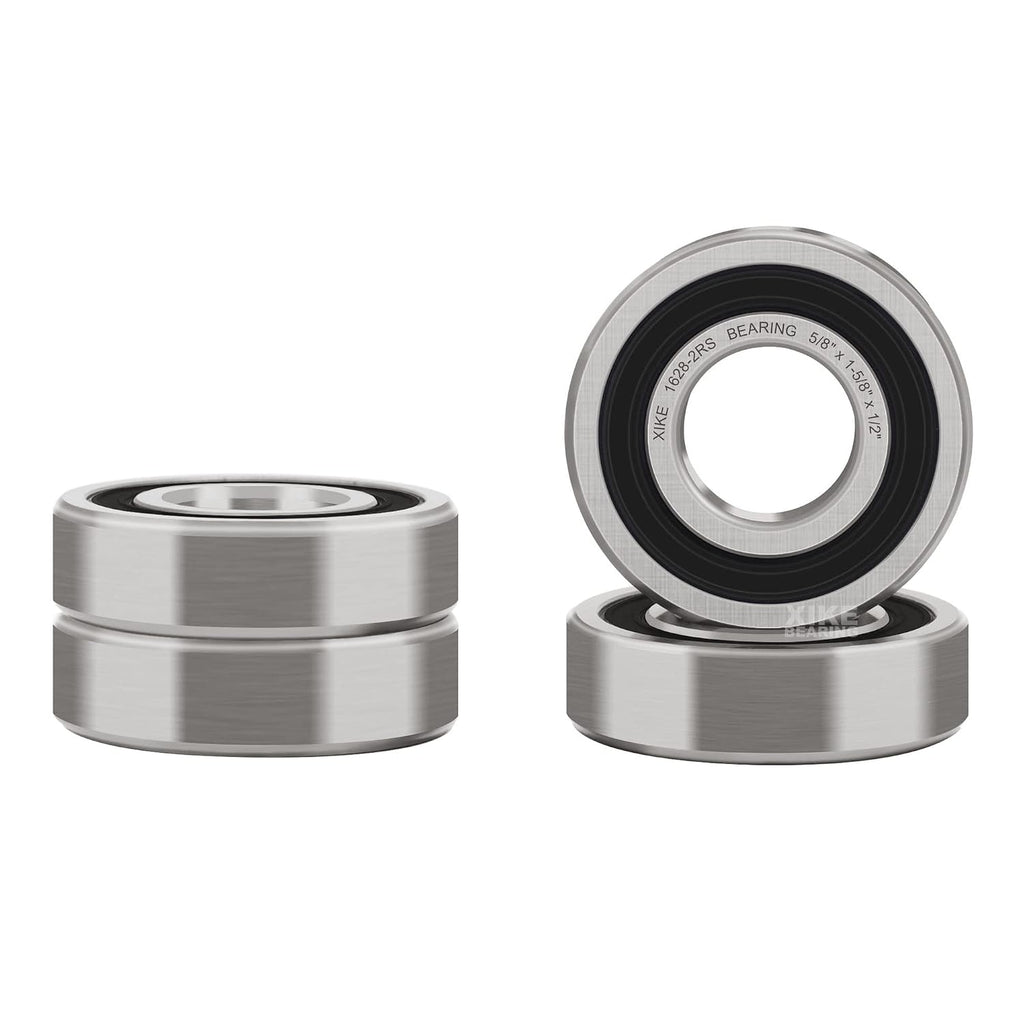 XIKE 4 Pcs 1628-2RS Bearings 5/8" x1-5/8 x1/2", Double Rubber Seals.