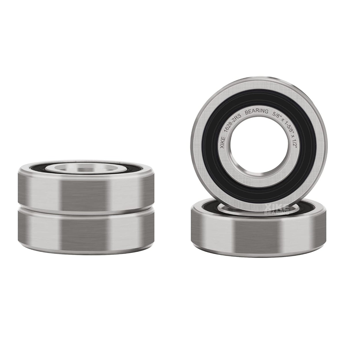 XIKE 4 Pcs 1628-2RS Bearings 5/8" x1-5/8 x1/2", Double Rubber Seals.