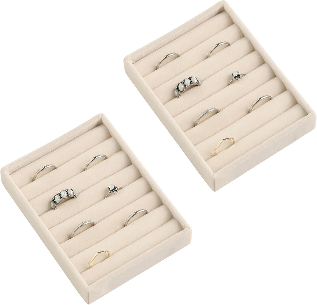 Small Jewelry Trays for Drawer,2 Pack 7 Slots Ring Organizer | Jewelry Box Inserts,Drawer Inserts,Vanity Drawer