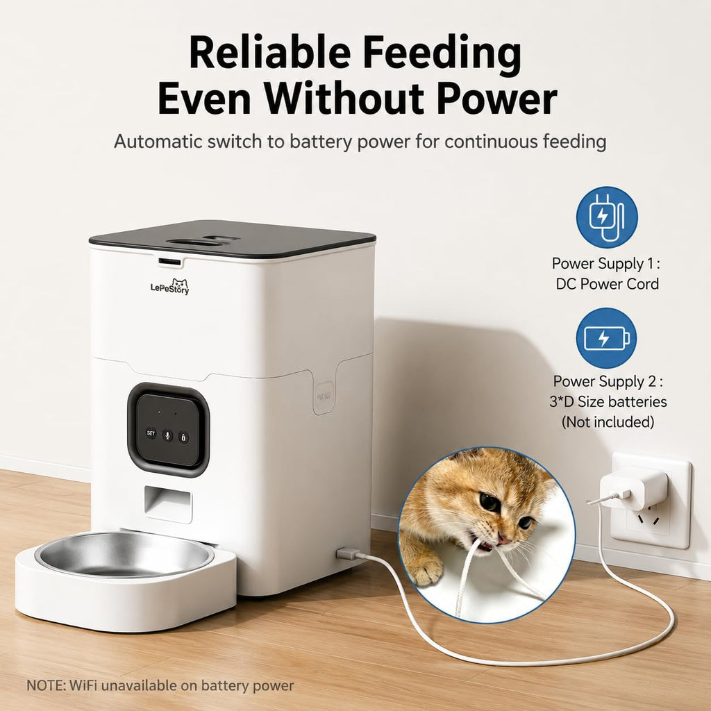 Automatic Cat Feeder with APP: 4L Dry Food Dispenser for Small Dogs & Cats