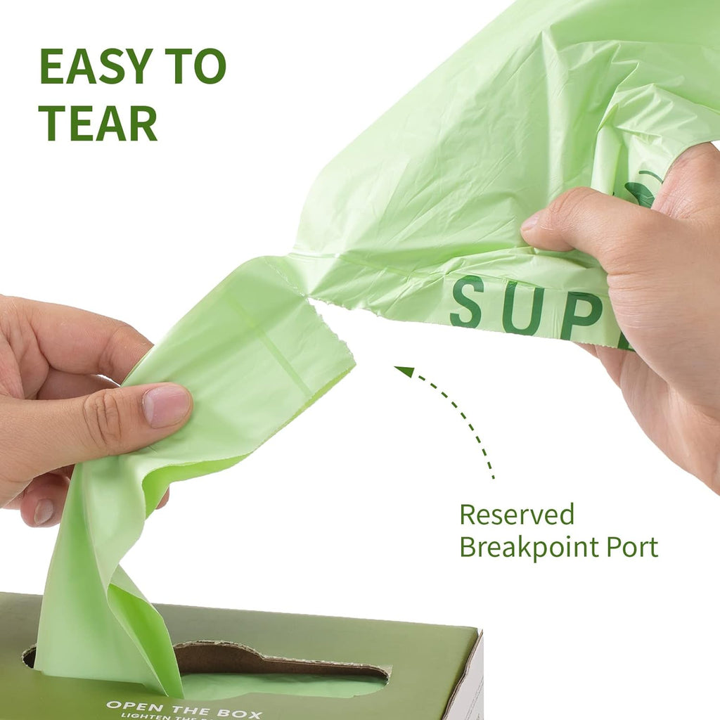 1.6 Gallon Handle Tie Compostable Food Scrap Bags For Counter Top Compost Bin, Small Compost Bags, 50 Count, 6 Liter
