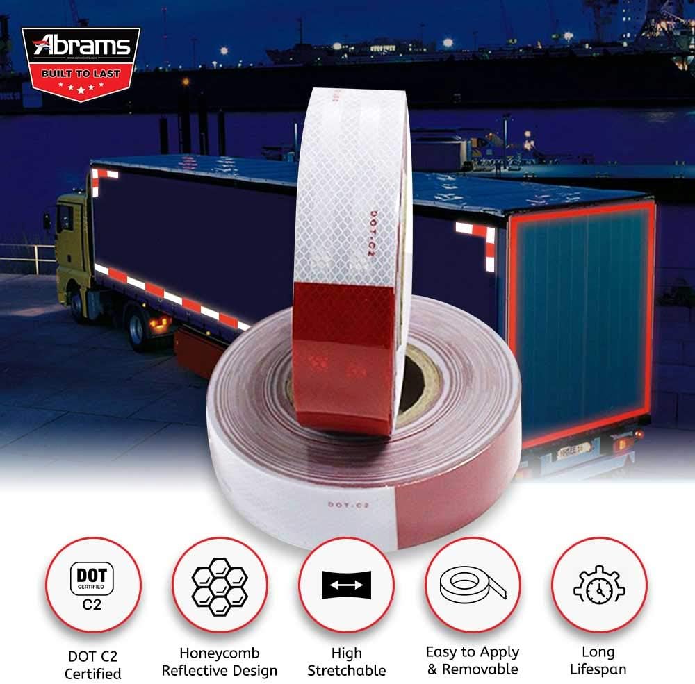 2" in x 150' ft Diamond Grade Pattern Trailer Truck Conspicuity DOT Class 2 Reflective Safety Tape - 6" Red / 6" White