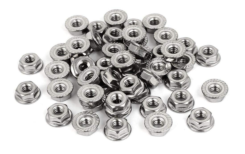 Stainless Steel Serrated Hex Flange Nuts Locknuts 50 Pcs (M5)