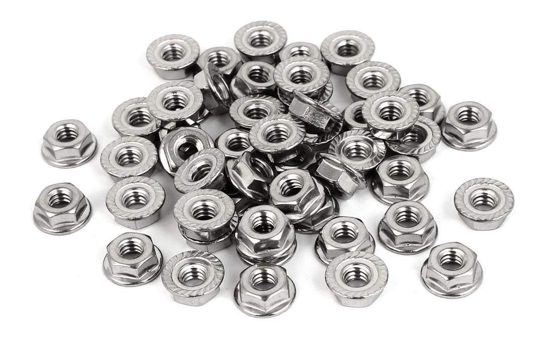 Stainless Steel Serrated Hex Flange Nuts Locknuts 50 Pcs (M5)