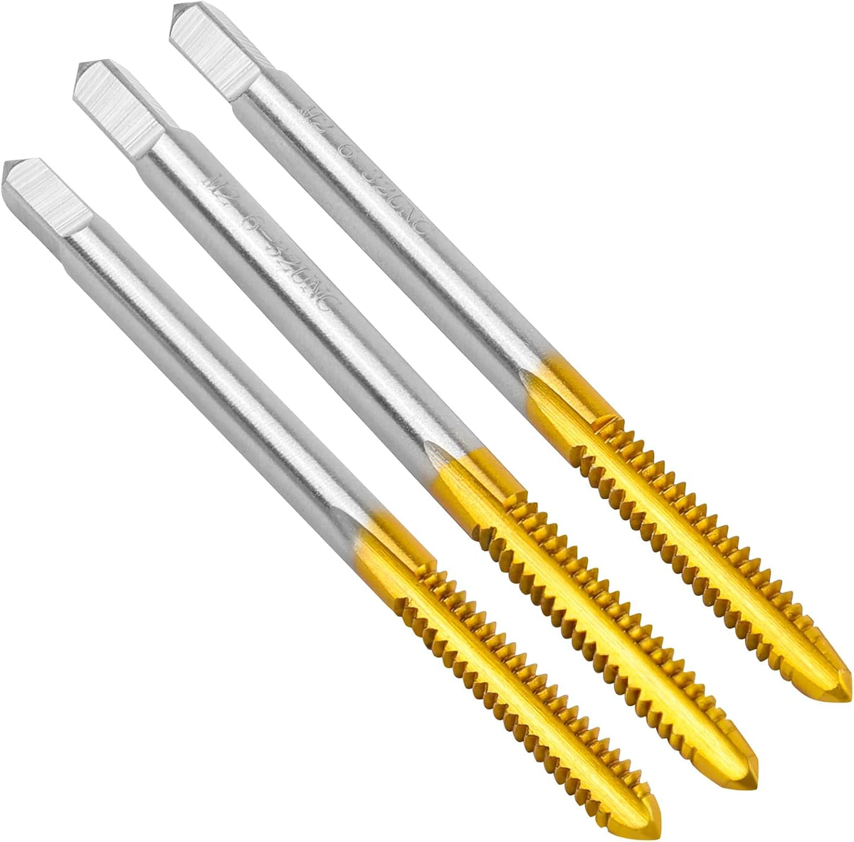 3Pcs 6-32 UNC Thread Tap Set for Metal,Taper+Plug+Bottom Threading Hand Tap