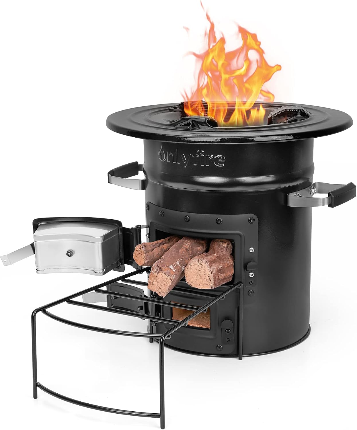 Cast Iron Rocket Stove – Portable Wood Burning Camp Stove | Outdoor Cooking, Patio, Survival – Heavy Duty, High Fuel