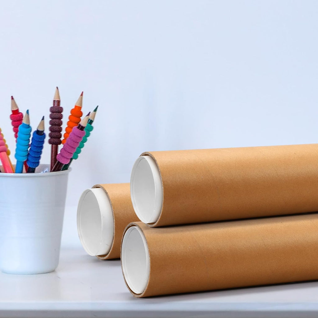 2 Pack 4” x 36” Cardboard Mailing Tubes with Caps, 0.12" Thick