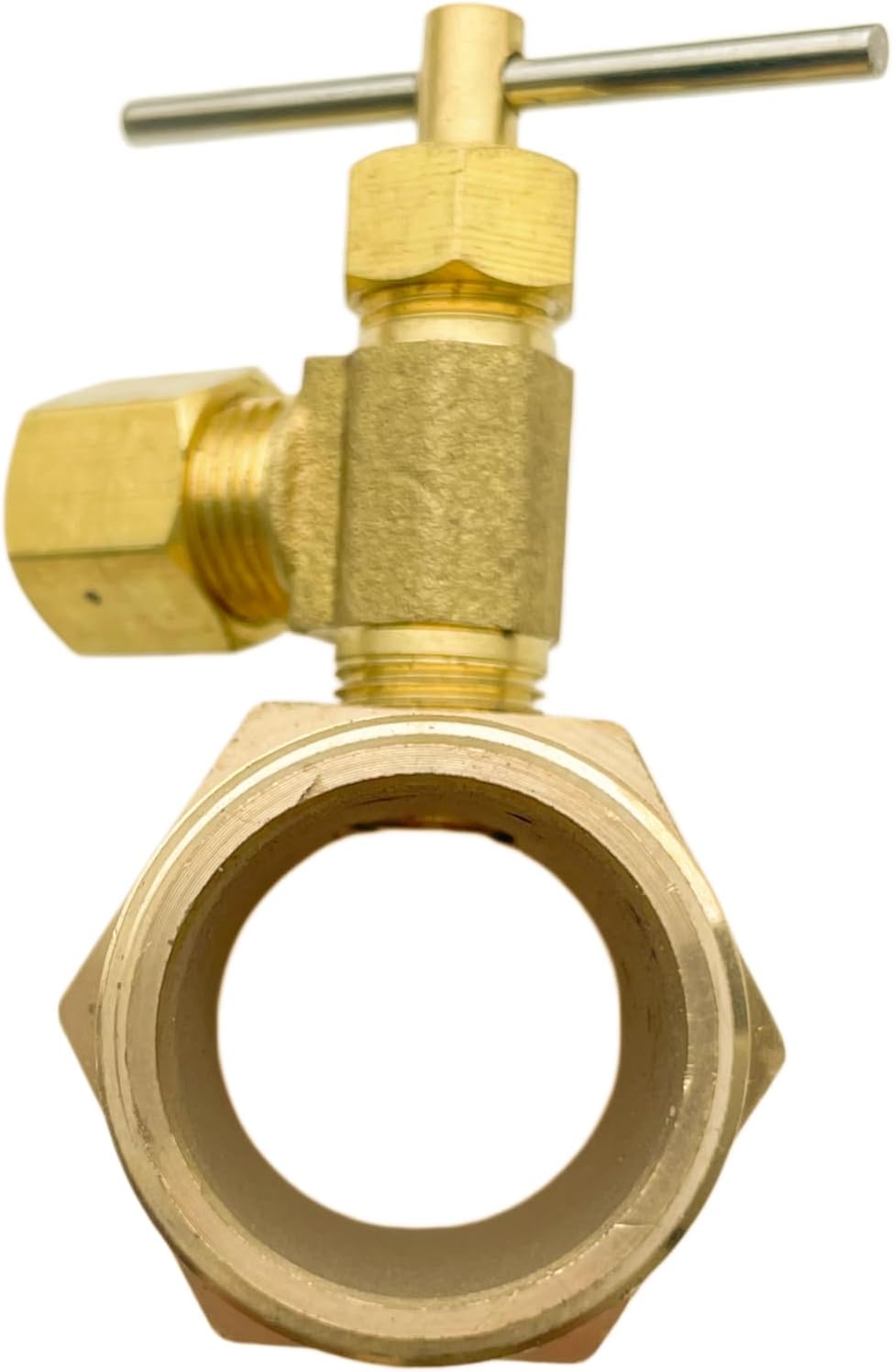 Brass Ice Maker Valve Adapter, 3/4" MIP x FIP with 1/4" Needle