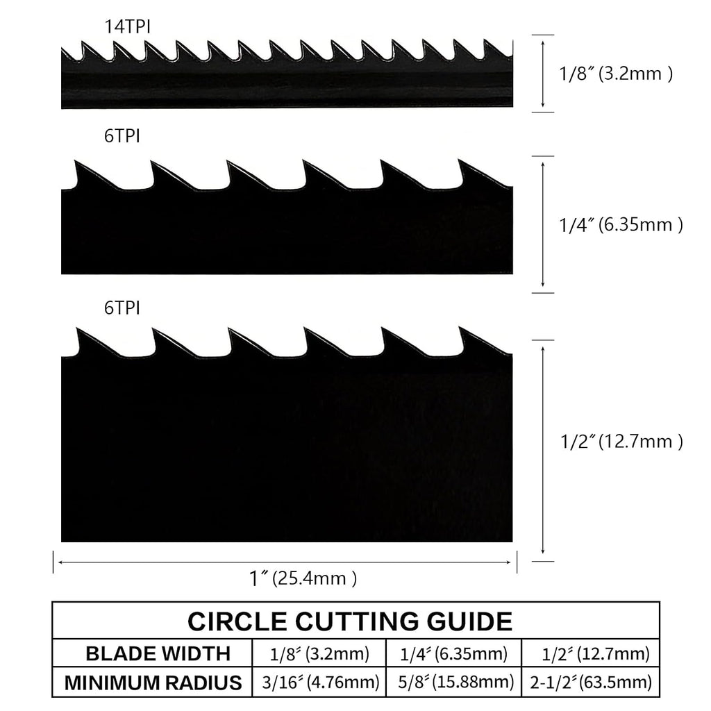 TASP 80" Bandsaw Blades Set (1/8" 1/4" 1/2" Wide), Pack of 3