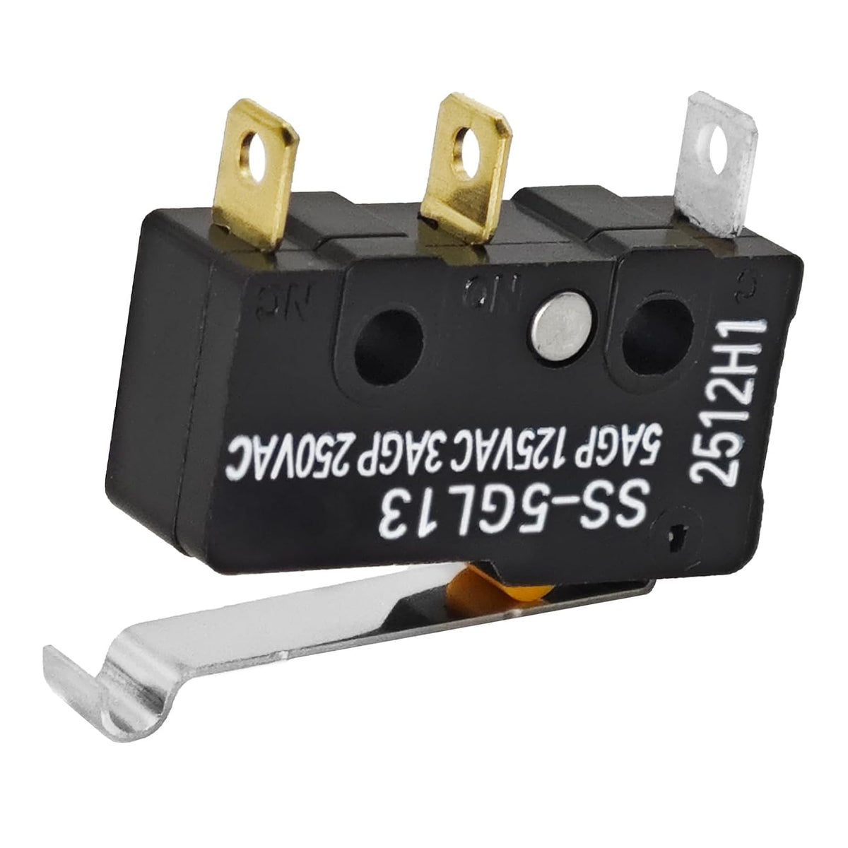 SS-5GL13 Miniature Micro Switch (Pack of 8) - 5A 125VAC 3 Pins Micro Limit Switch with Curved Tip Lever