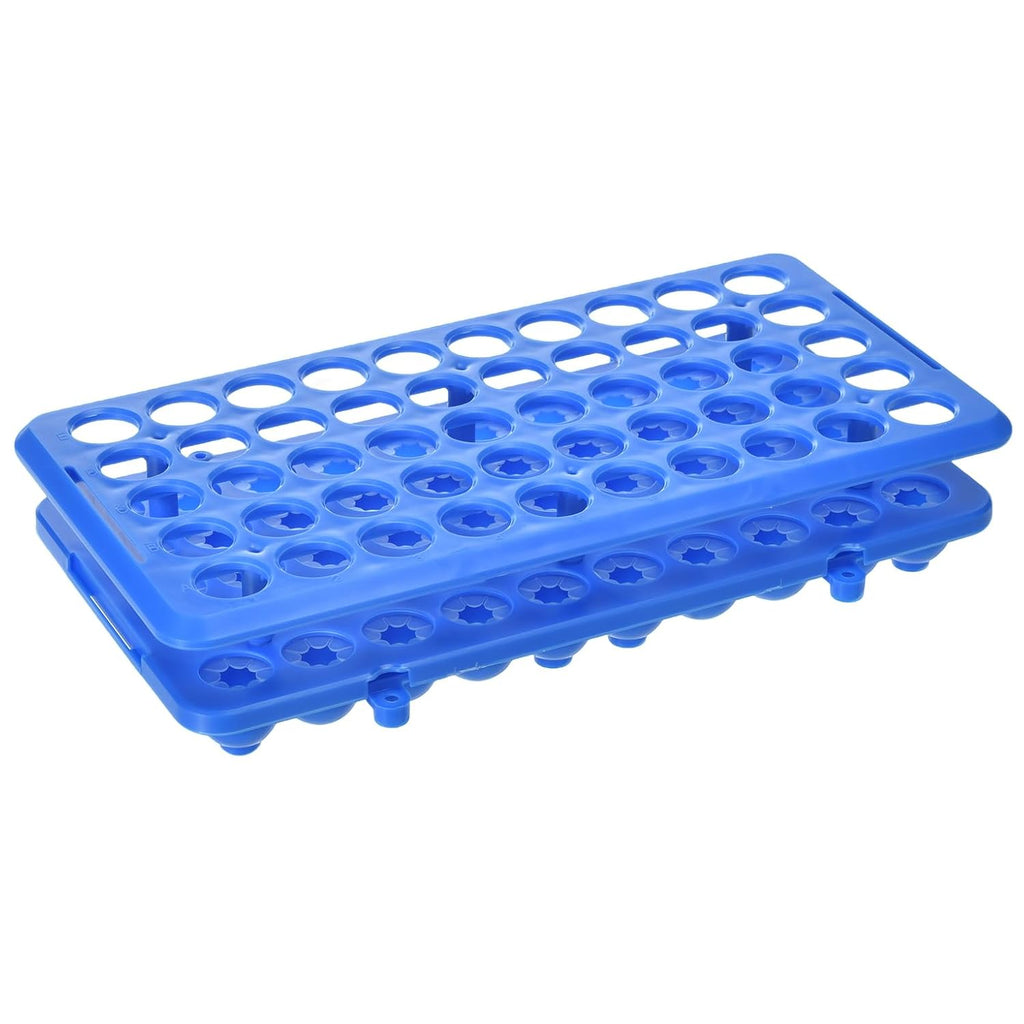 50 Port Test Tube Rack for Science Labs, 5-15ml Tube Holder, Pre-Assembled Classroom Equipment, Transparent DIY Craft