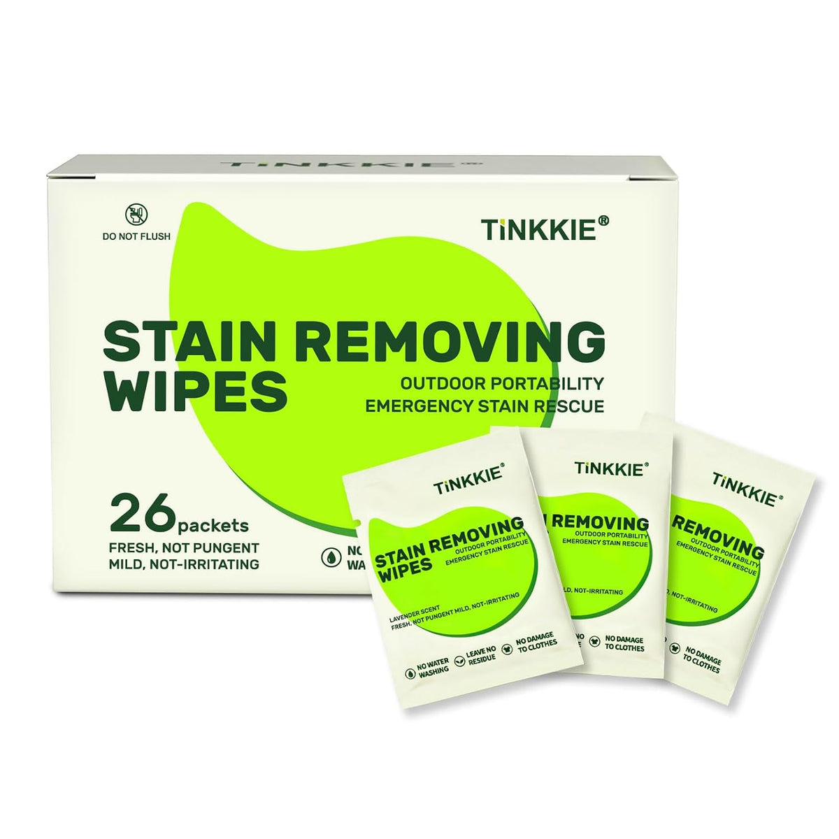 Stain Remover Wipes for Clothes & Fabric, 26 Pack