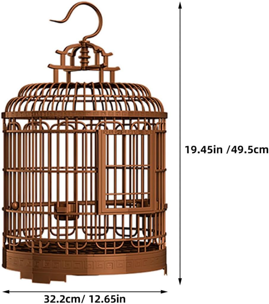 Large Bird Cage Retro Round Portable Bird Carrier Travel Cage for Lovebirds Parakeets and Cockatiels Spacious