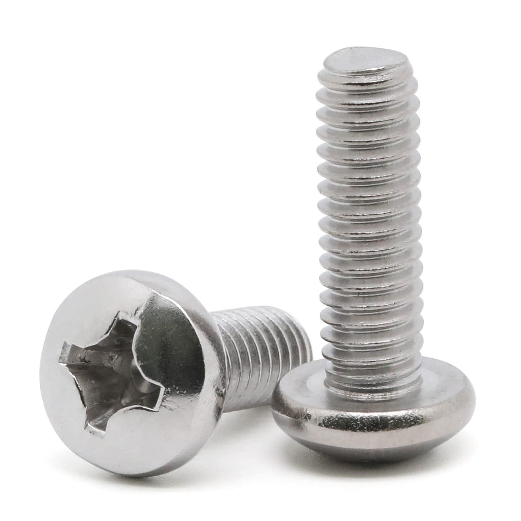 10-32 x 1 Pan Head Machine Screws, Fully Threaded, 304 Stainless Steel 18-8, Bright Finish, Pack of 50