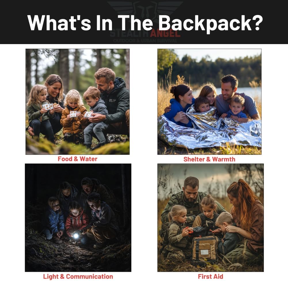 Survival - 72 Hour Family Emergency Kit - 1-5 Person Survival Bag for Earthquakes, Hurricanes, and Other Natural