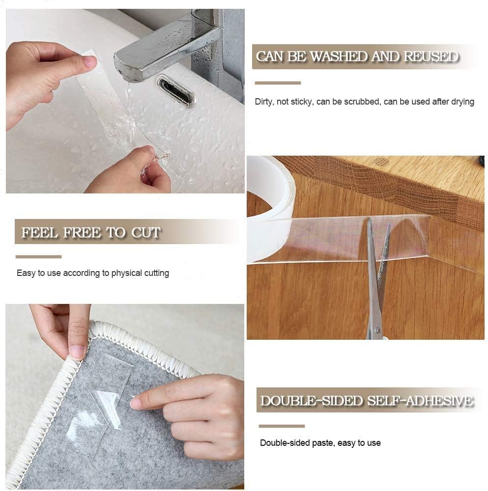 Double Sided Tape Heavy Duty,Multi Purpose Removable Mounting Non-Marking Gel Tape,Fixed Carpet,Kitchen Utensils,LED