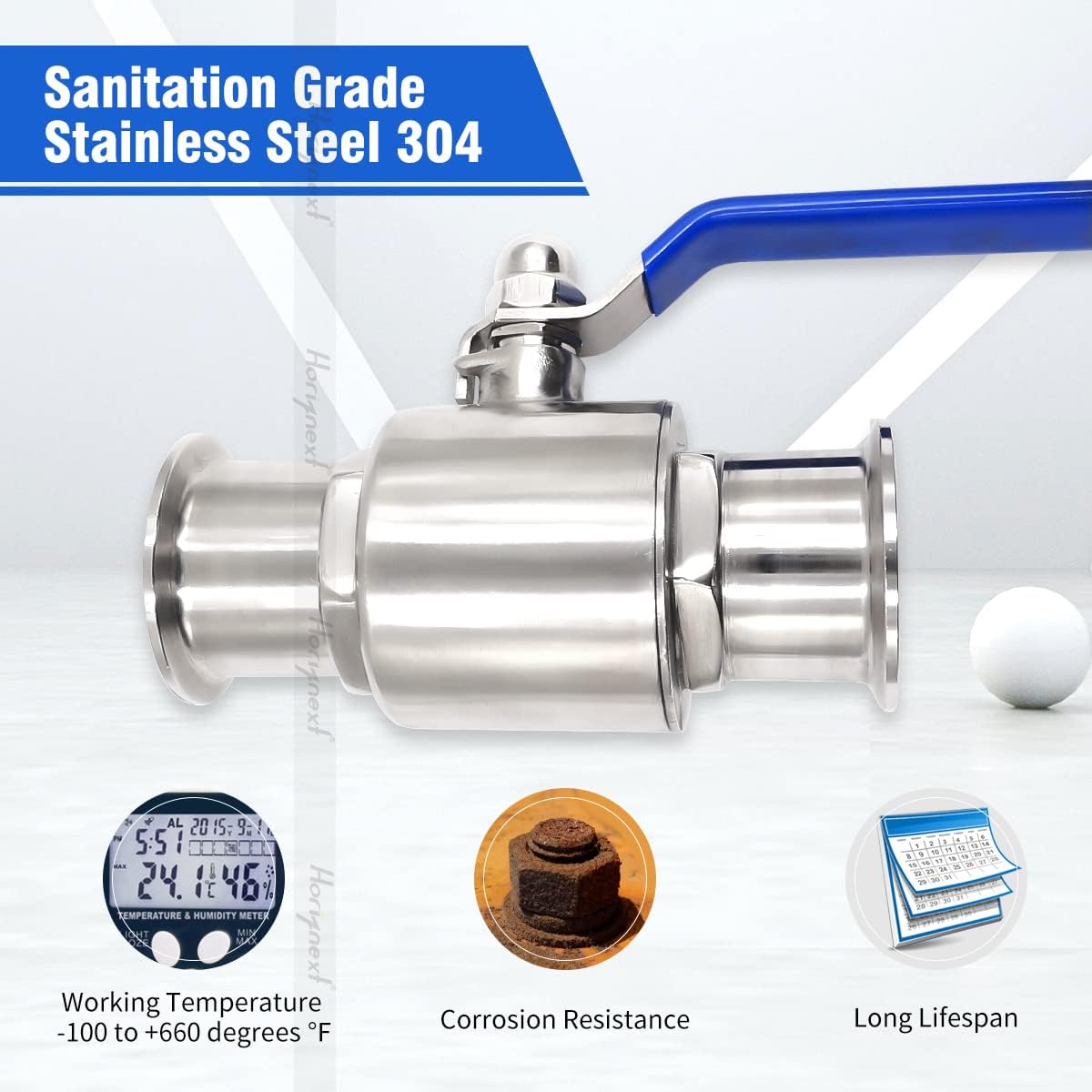 Stainless Steel 2 Inch Tri Clamp Ball Valve, Two-Way Weldless
