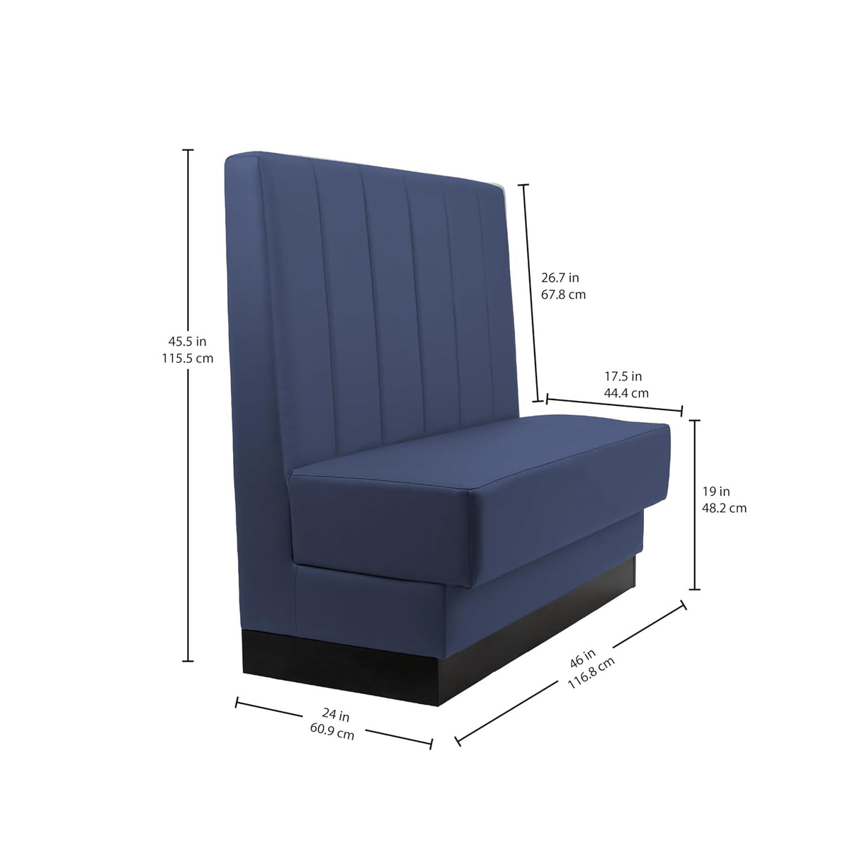 FDP Pro Series Channel Back Single-Sided Restaurant Booth - Navy, 15428-NV