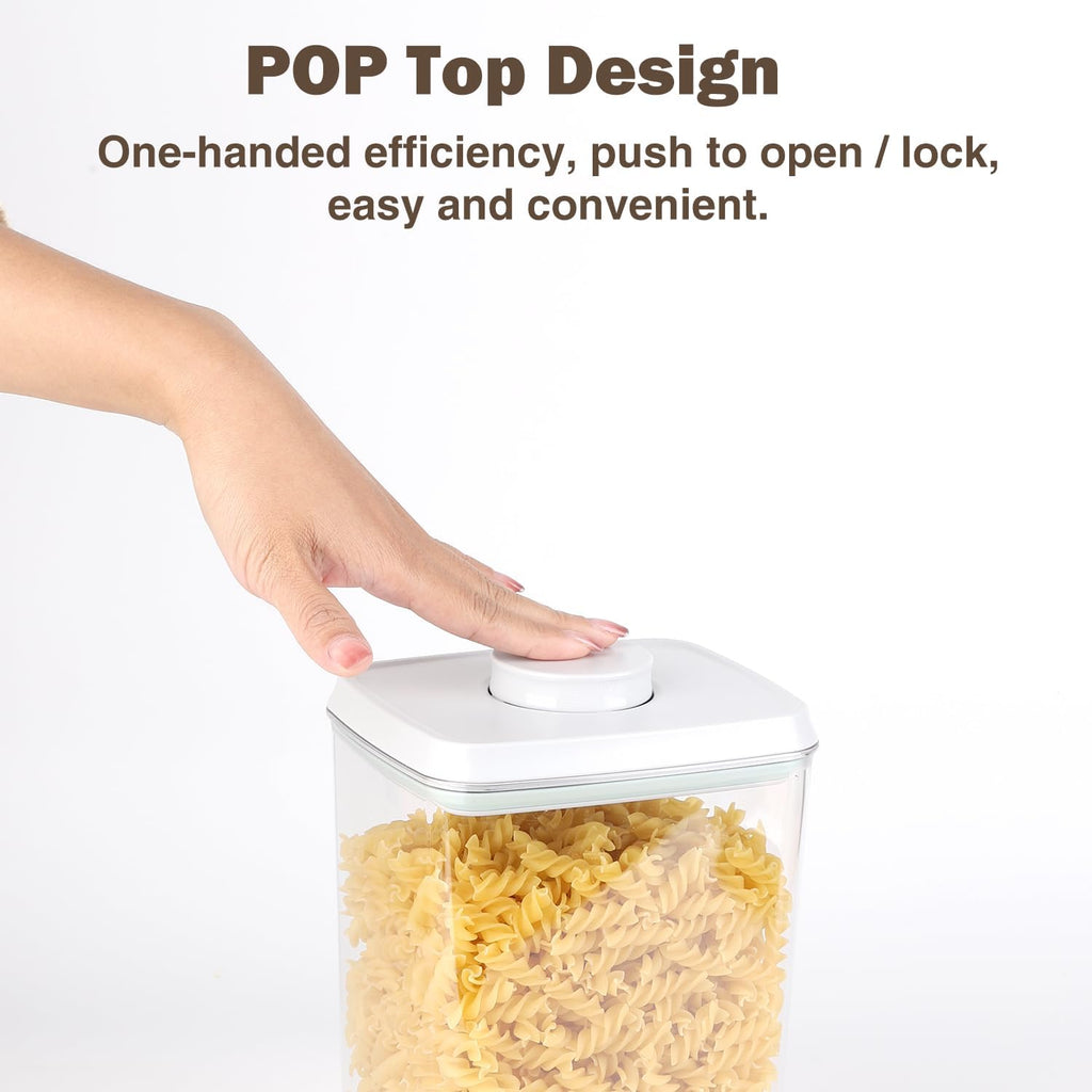 Pop Airtight Food Storage Containers Set with Lids, 6 Pcs Stackable One Button Opening Food Containers Kitchen Pantry