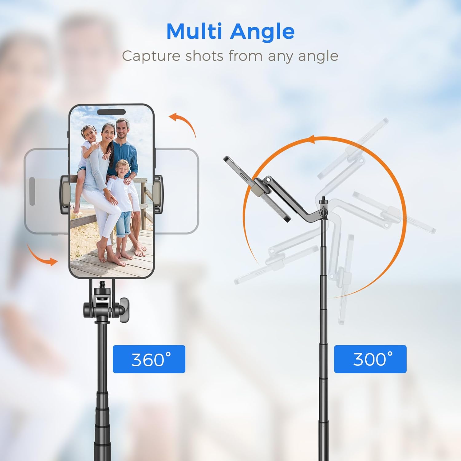 Selfie Stick Travel Tripod for Cell Phone with Remote Control and Phone Holder, Extendable Selfie Stick for iPhone