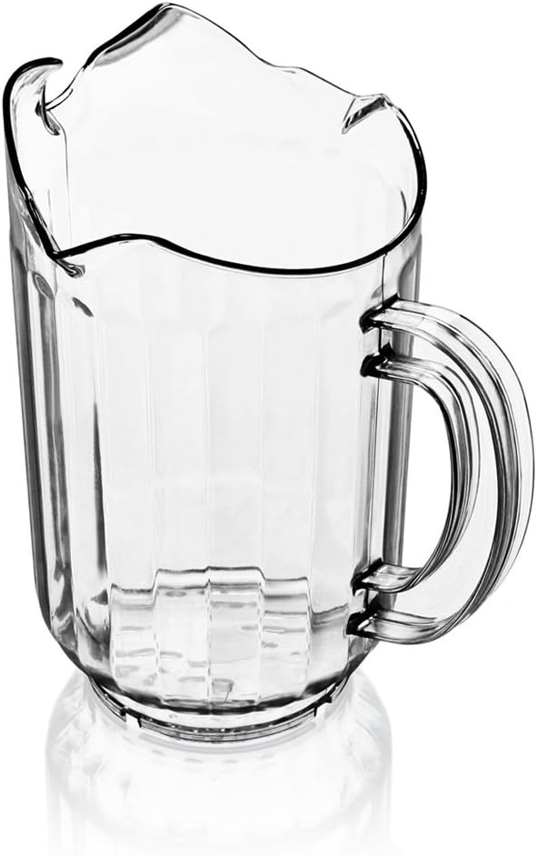 Plastic Restaurant-Grade Water Pitcher with 3 Spouts, 60-Ounce, Clear