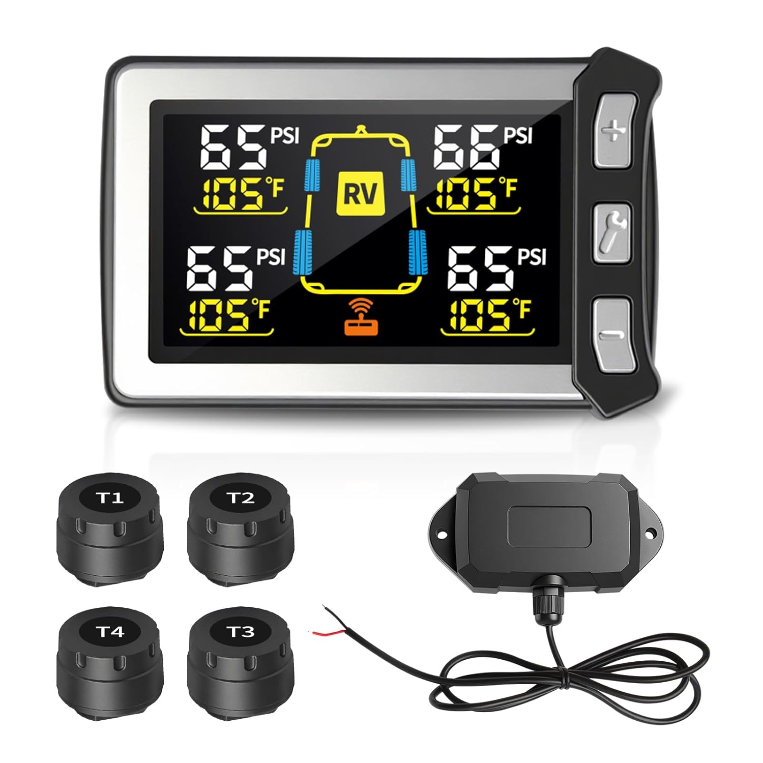 RV Tire Pressure Monitoring System, TPMS Sensors Set of 4 | Color LCD Display, Ideal for Travel Trailer/5th