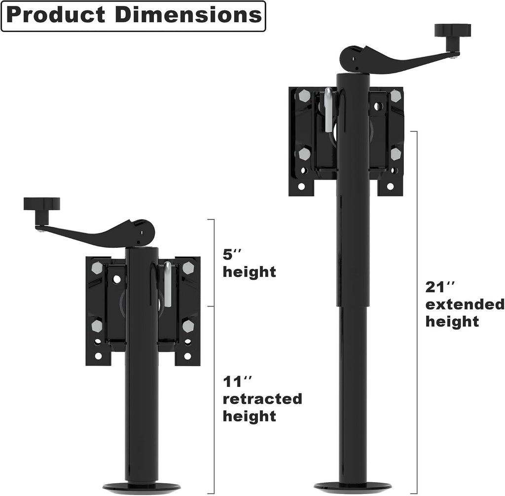 Swivel Bolt-on Trailer Jack, Trailer Jack Stand, 10" Vertical Movement, Mounting Hardware Included, 1000 lbs