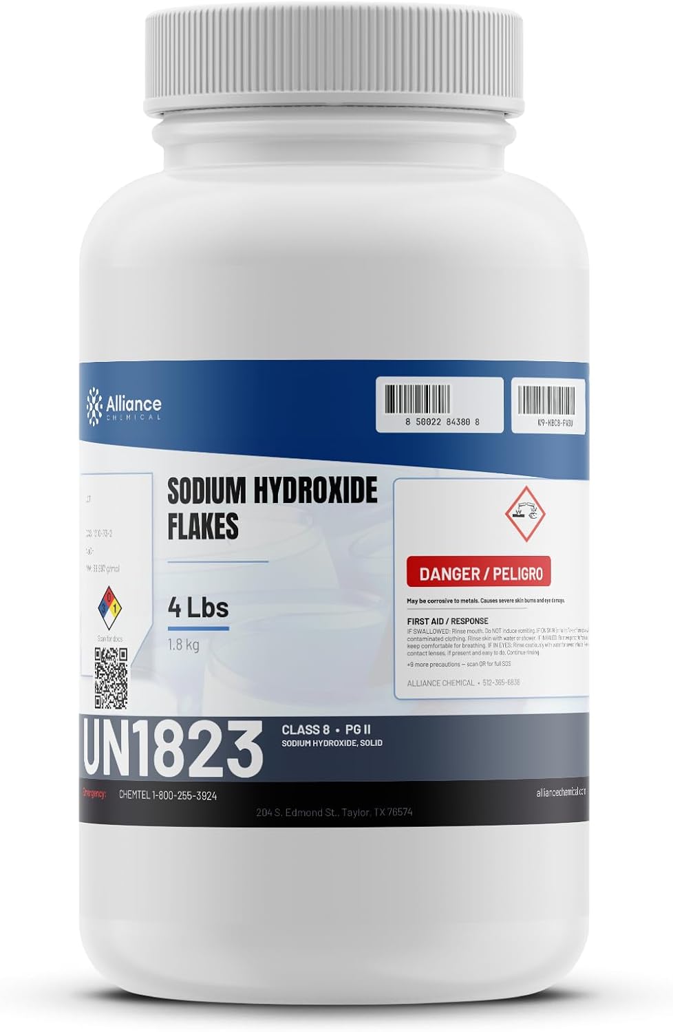 Sodium Hydroxide Flakes - 16 lbs (4 Pack) - Alliance Chemical - Lye Water, Soap Making, Wastewater Treatment