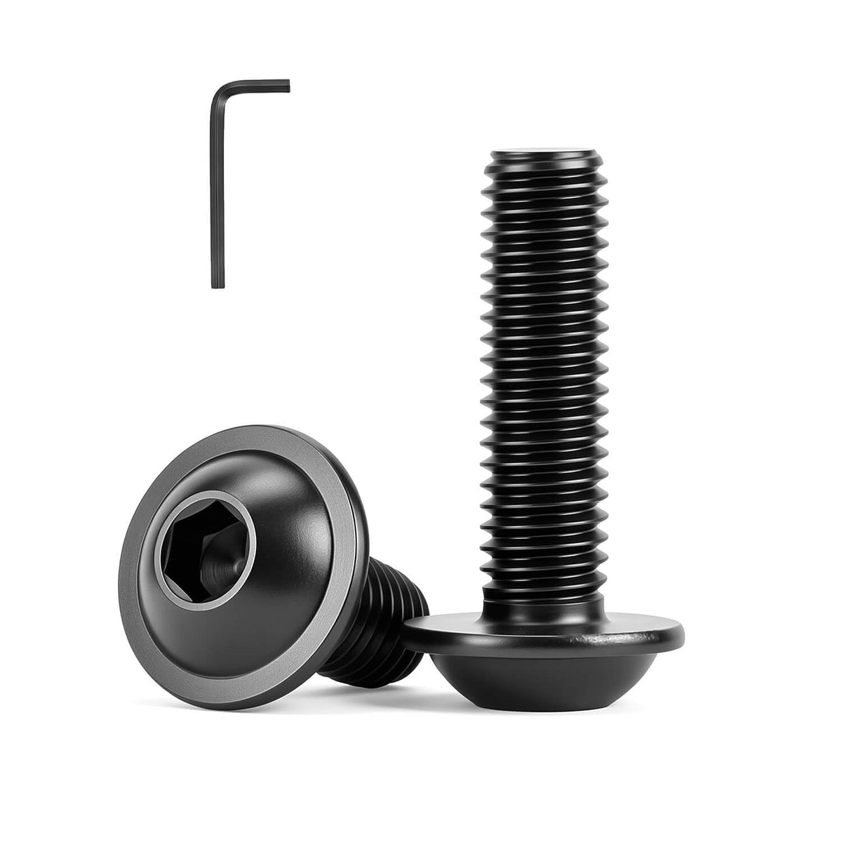 M6 x 20mm (20 Pack) Flanged Button Head Hex Socket Cap Screws Bolts, Hex Drive Bright Finish Fully Machine Thread, Black Oxide 304 Stainless Steel 18-8 Screws
