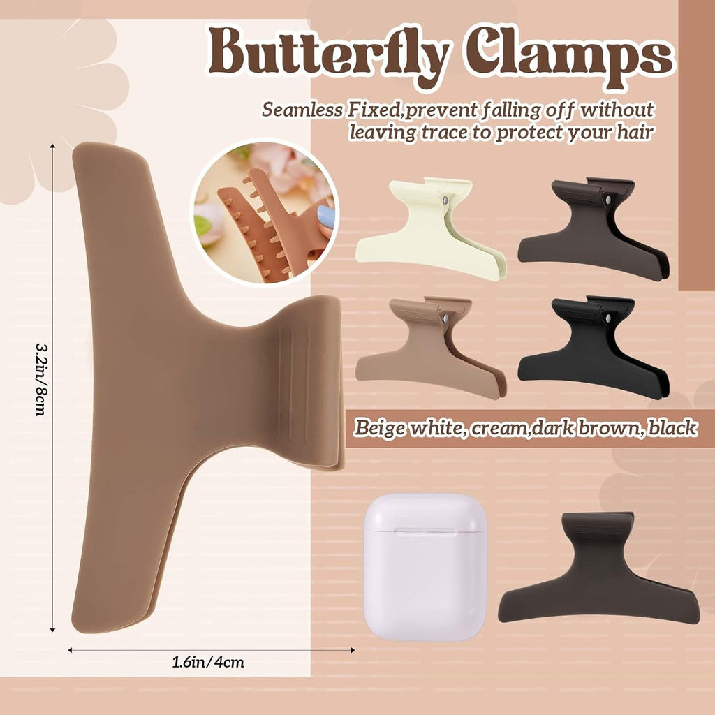 12 Pcs Neutral Butterfly Claw Clips for Hair Sectioning