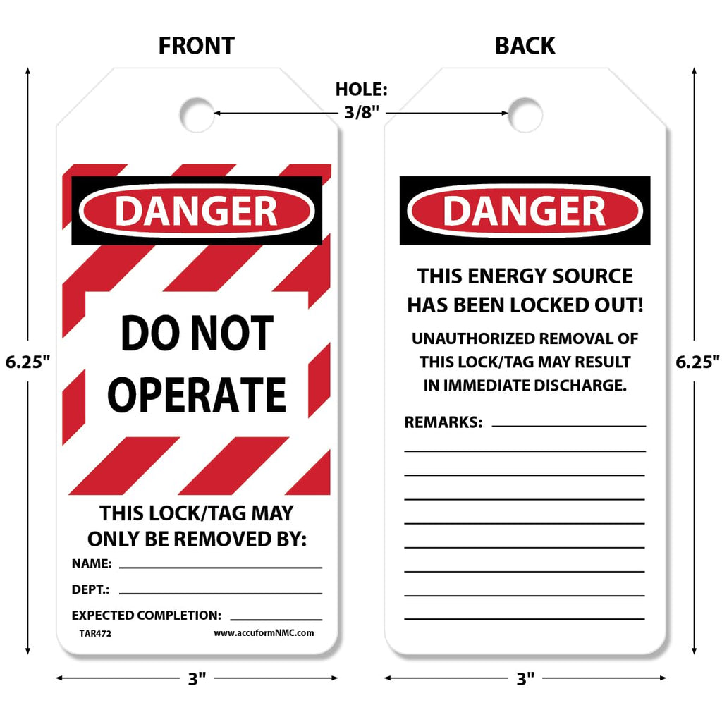 NMC 250 Lockout Tags by-The-Roll