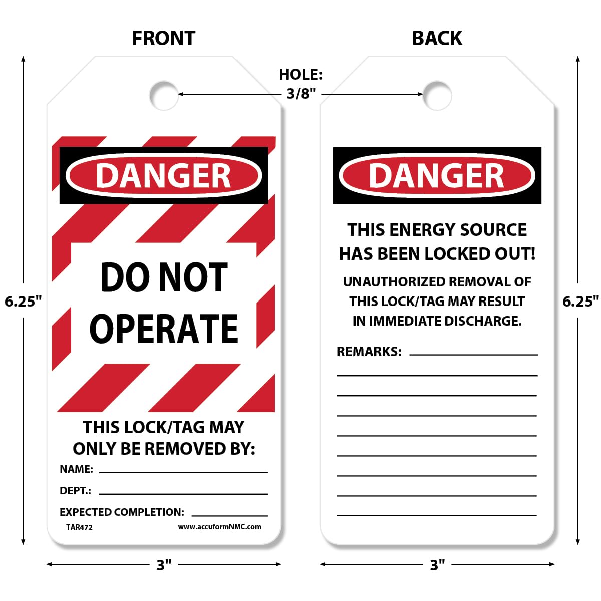 NMC 250 Lockout Tags by-The-Roll