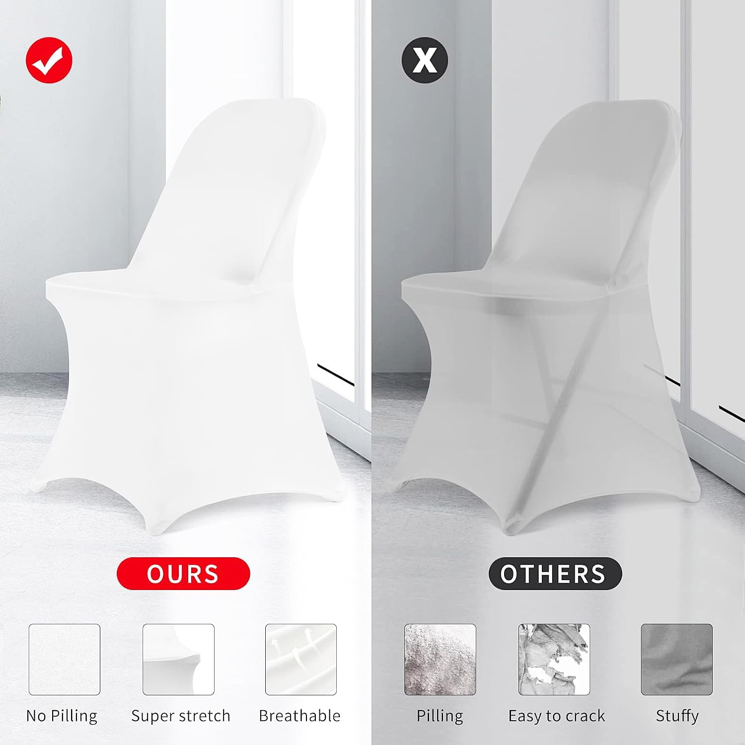 Stretch Spandex Folding Chair Covers 30PCS Universal Fitted Chair Cover Protector for Wedding,Party, Banquet