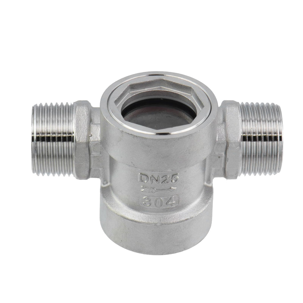 Antrader 304 Stainless Window Sight Glass Flow Indicator with Impeller,DN25