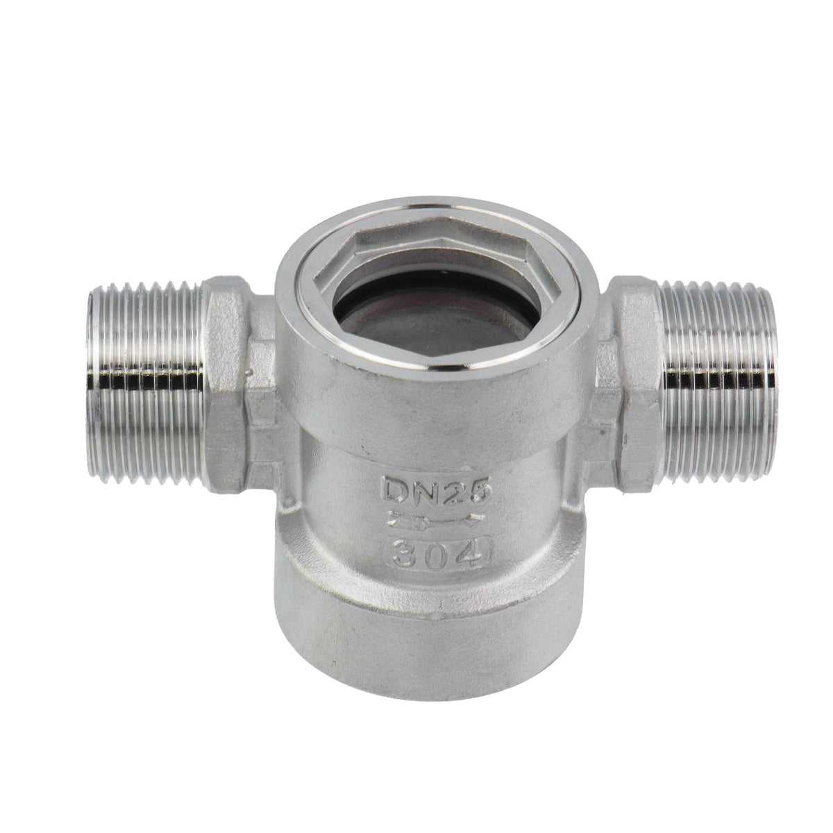 Antrader 304 Stainless Window Sight Glass Flow Indicator with Impeller,DN25