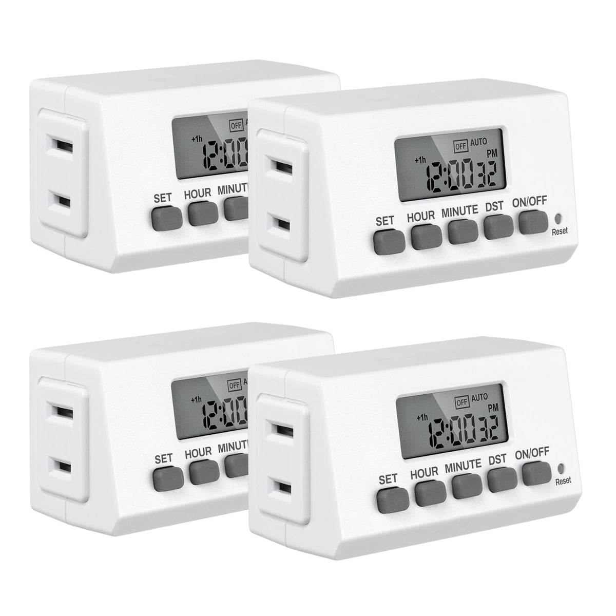 Indoor 24H Programmable Digital Timer Outlet, Slim 1 Outlet, 4 Pack