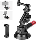 3" Suction Cup Camera Mount Bracket with Ball Head Magic Arm, 1/4" ARRI Holes, Quick Release Car Mount with Phone