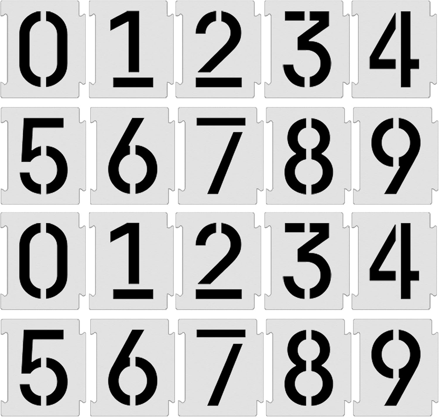 4 Inch Curb Stencil Kit 0-9 Address Number Stencils, 20Pcs Reusable 14 Mil Mylar Plastic Templates for Painting on