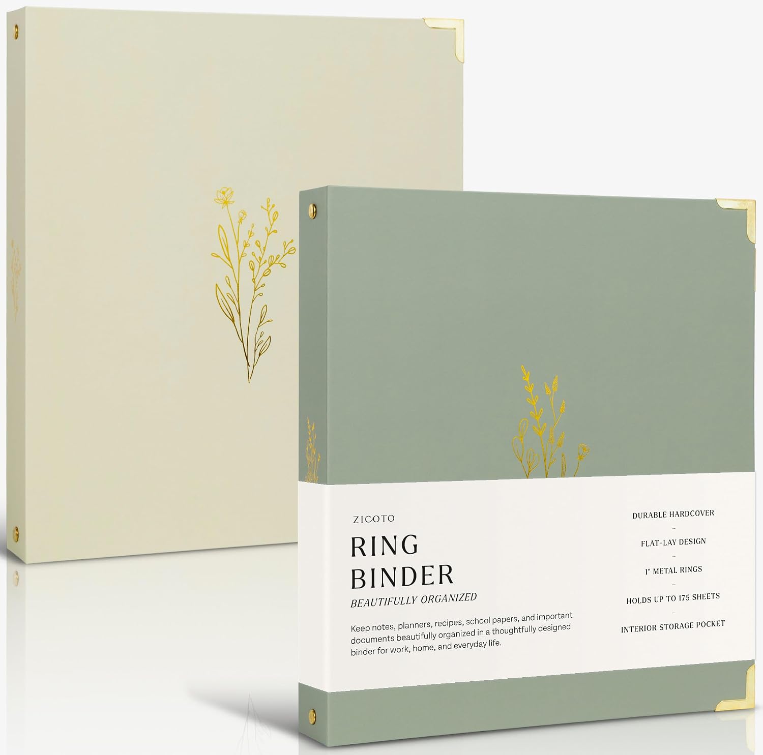 Aesthetic 3 Ring Binder Set of 2 - Sturdy 1 Inch Binder Fits Letter Sized Paper - A Cute Holder for Women or Men with