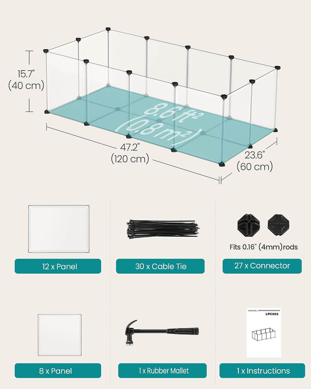 Pet Playpen with Floor, Small Animal Playpen