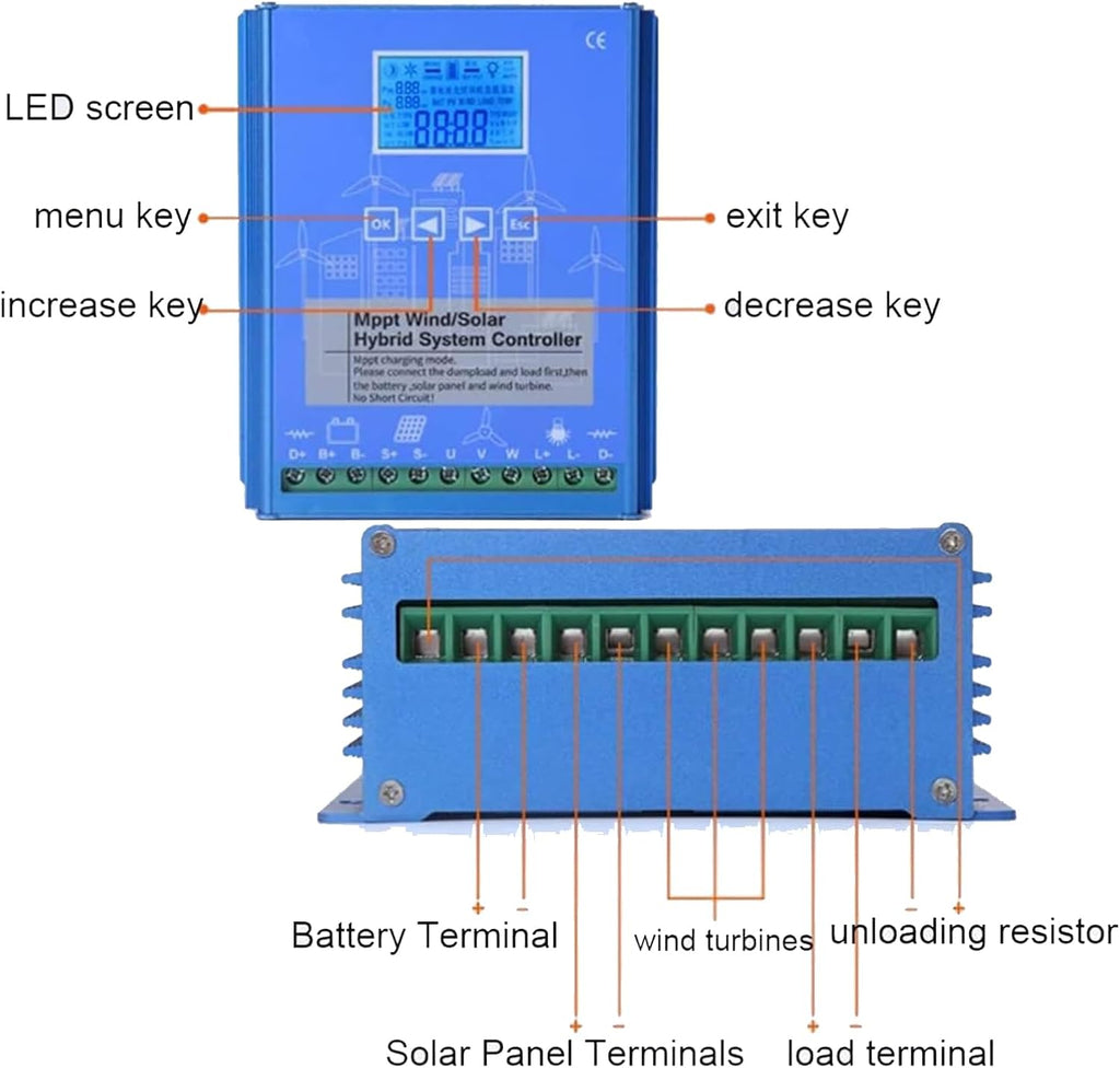 Off Grid with Unloader Hybrid Wind Solar Controller Auto 12V/24V/48V Battery Mppt Charge Boost Float of Max Wind