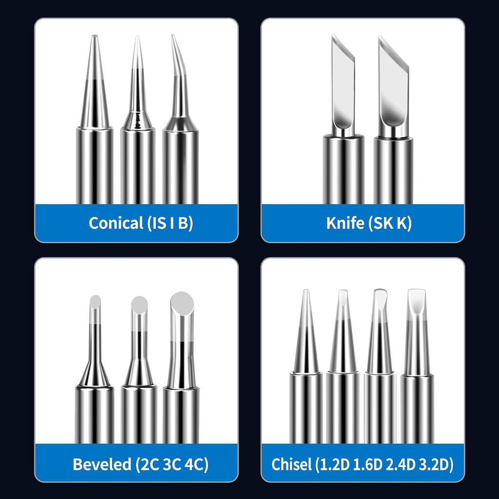 900M Soldering Iron Tips 12 Pcs, Replacement Solder Tips Compatible with HAKKO, Atten, Quick, Aoyue, Vastar, Ryobi