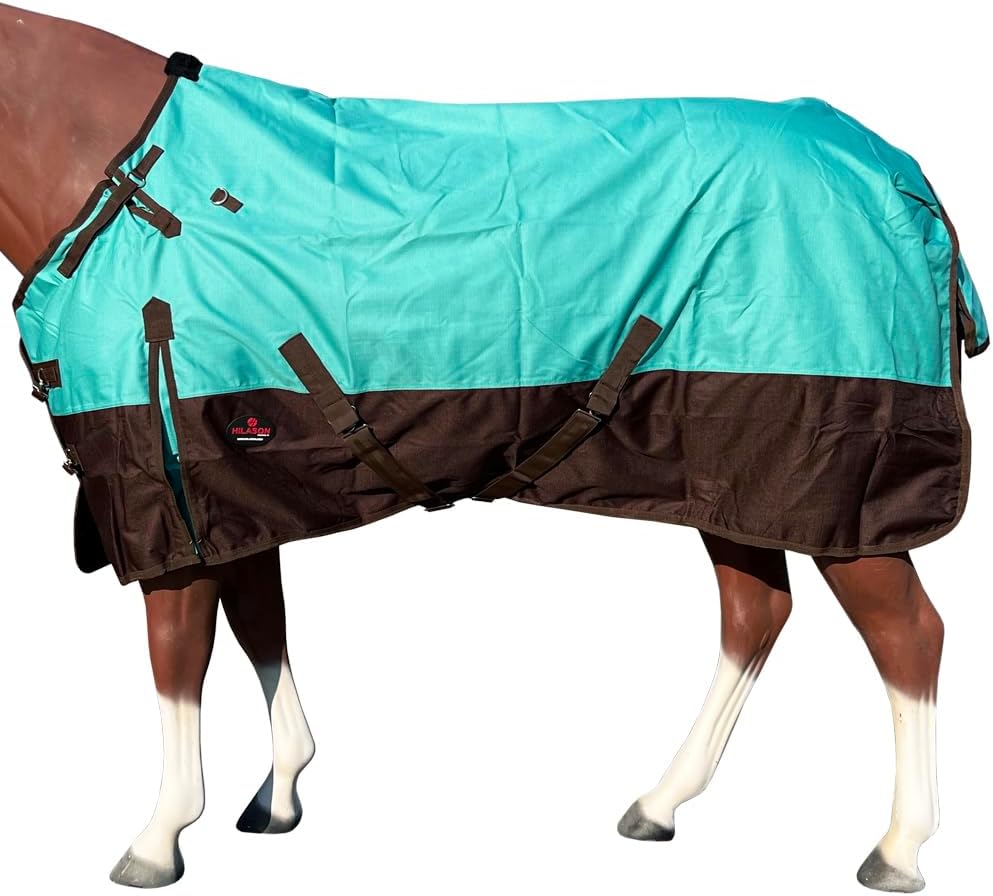 Waterproof Horse Turnout Sheet Hilason 1200D Rip-Stop Lightweight Rain Sheet with Belly Wrap Taffeta Lining Shoulder