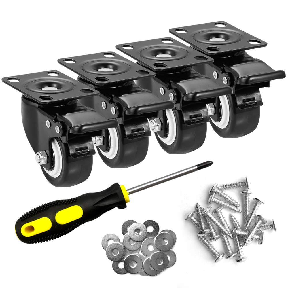 2" Caster Wheels Set of 4, Heavy Duty Casters with Brake