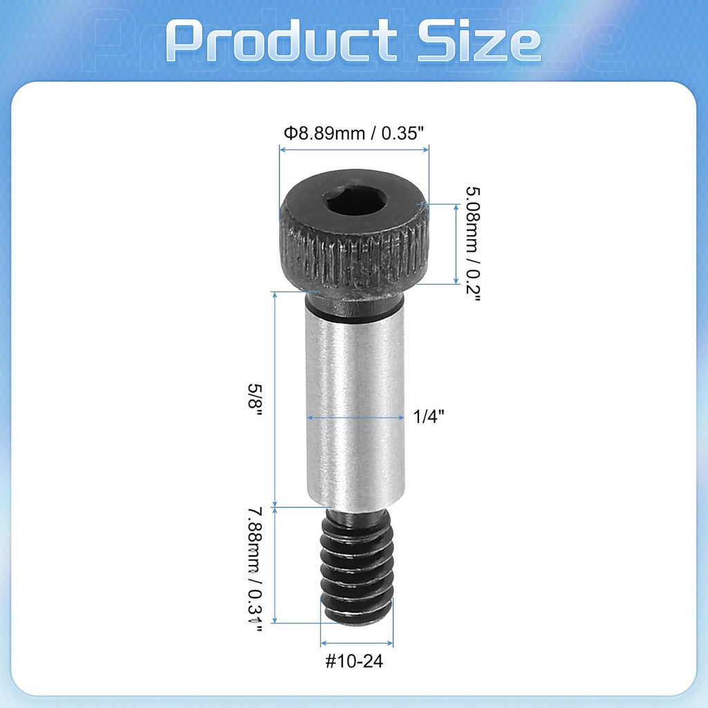 uxcell Alloy Steel Hexagon Socket Head Shoulder Screws Bolts, 5/8" Shoulder Length, 1/4" Shoulder Dia, #10-24 Thread, 5pcs