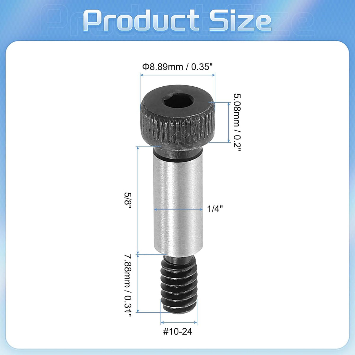 uxcell Alloy Steel Hexagon Socket Head Shoulder Screws Bolts, 5/8" Shoulder Length, 1/4" Shoulder Dia, #10-24 Thread, 5pcs