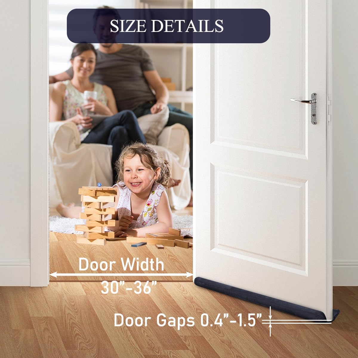 Under Door Draft Stopper Door Sweep Noise Blocker Weather Stripping Size Adjustable 30"-36" Gap Filler & Door Seal