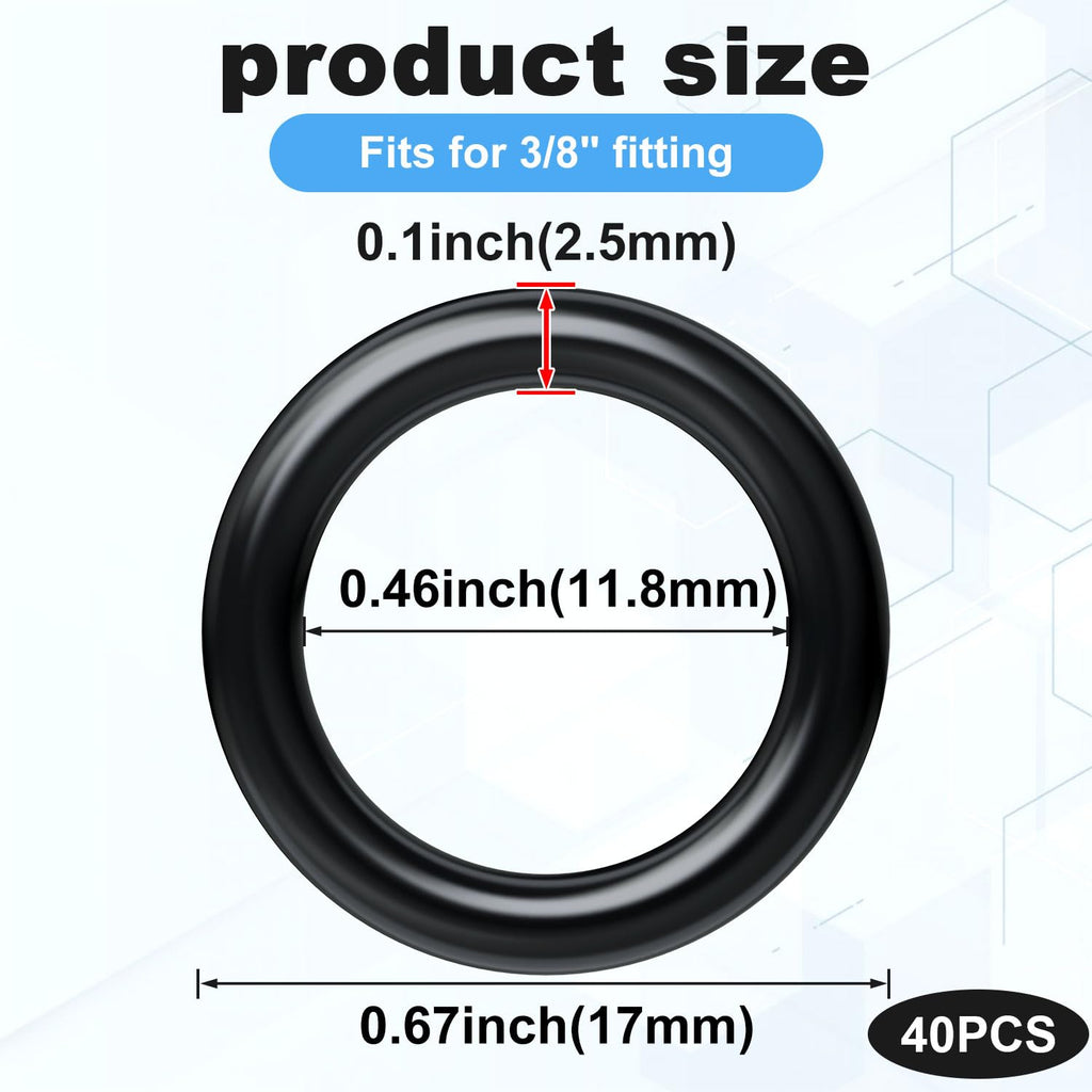 PAGOW 40 Pack 3/8" O-Rings Power Pressure Washer Replacement